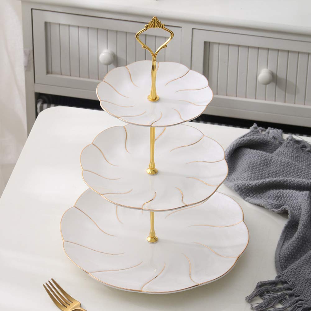 Gukasxi 4 Sets Of 3 Tier Cake Plate Stand Handle Hardware, 2 Styles Golden Tiered Fruit Cake Plate Handle Cake Cupcake Dessert S