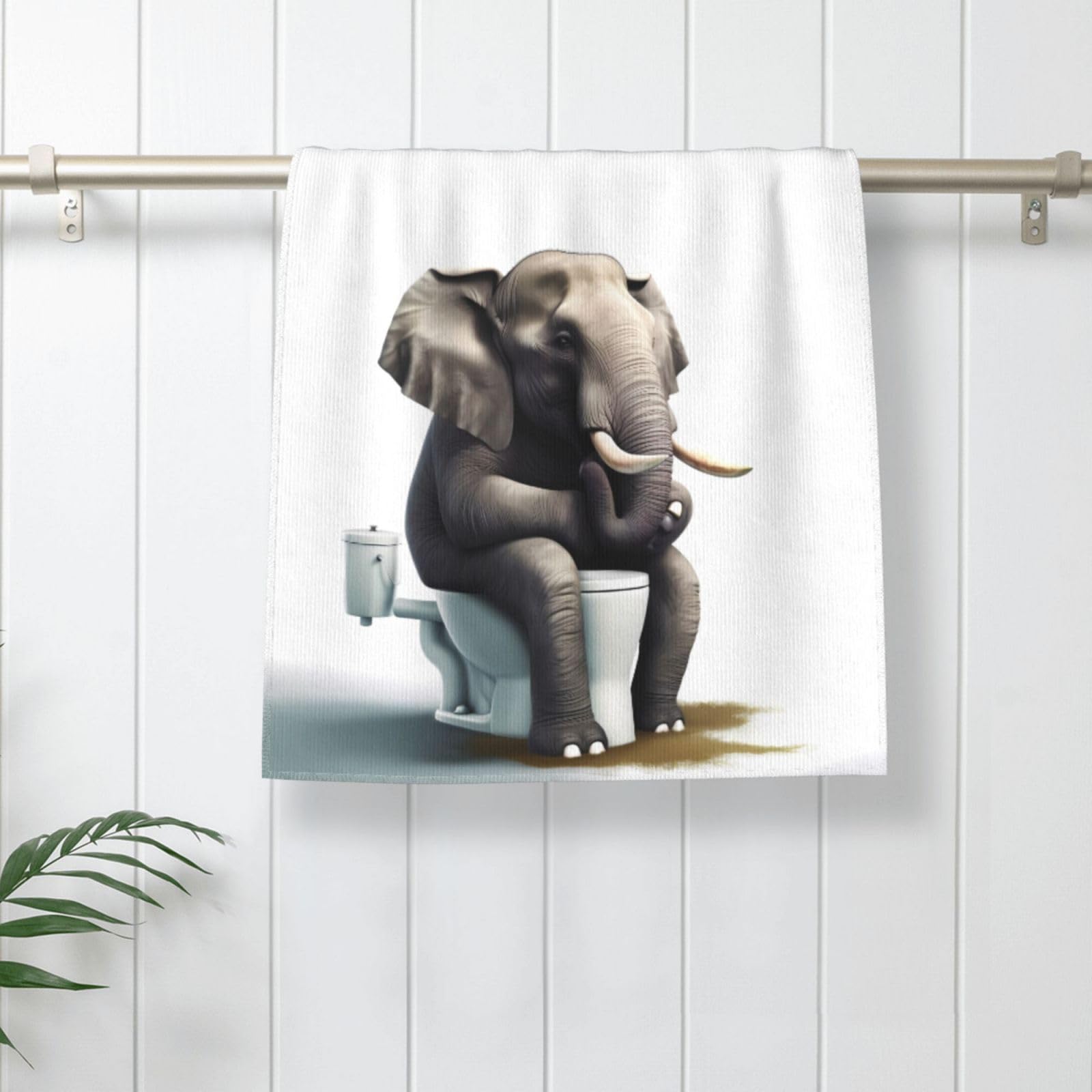 Mount Hour Elephant Sitting On The Toilet Hand Towels Funny Animals Face Towel Guest Towel Portable Kitchen Tea Dish Towels Wash