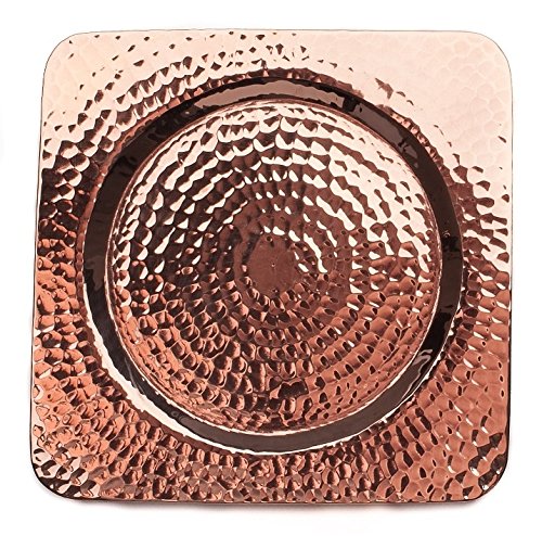 Sertodo Copper, Square Napa Bottle Coaster, Hand Hammered 100% Pure Copper, 5.5 Inch Square, Single