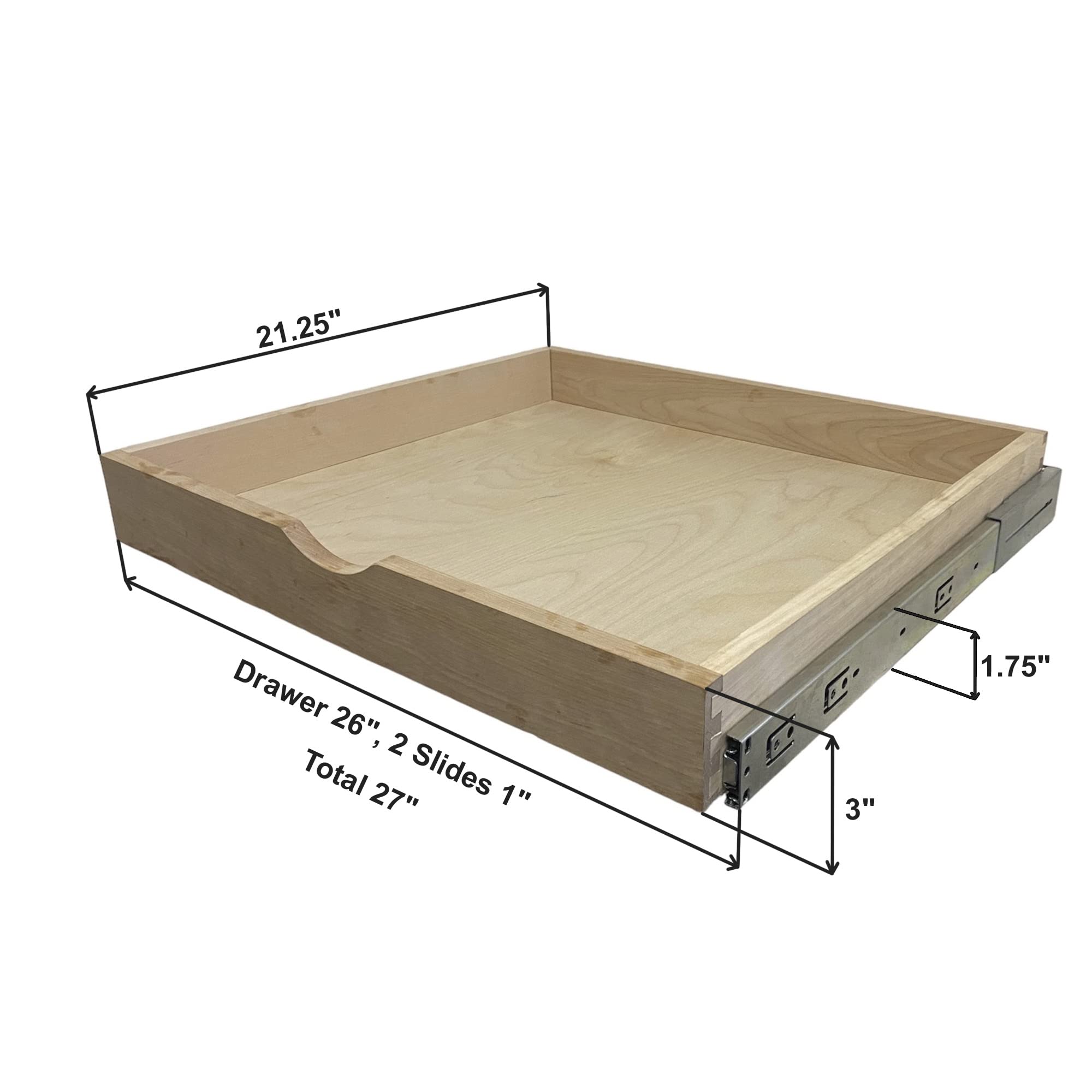 Couver Cabinetrta Soft-Close Diy Slide Out Cabinet Shelf Pull-Out Wood Drawer Storage (W) 27 X (D) 21