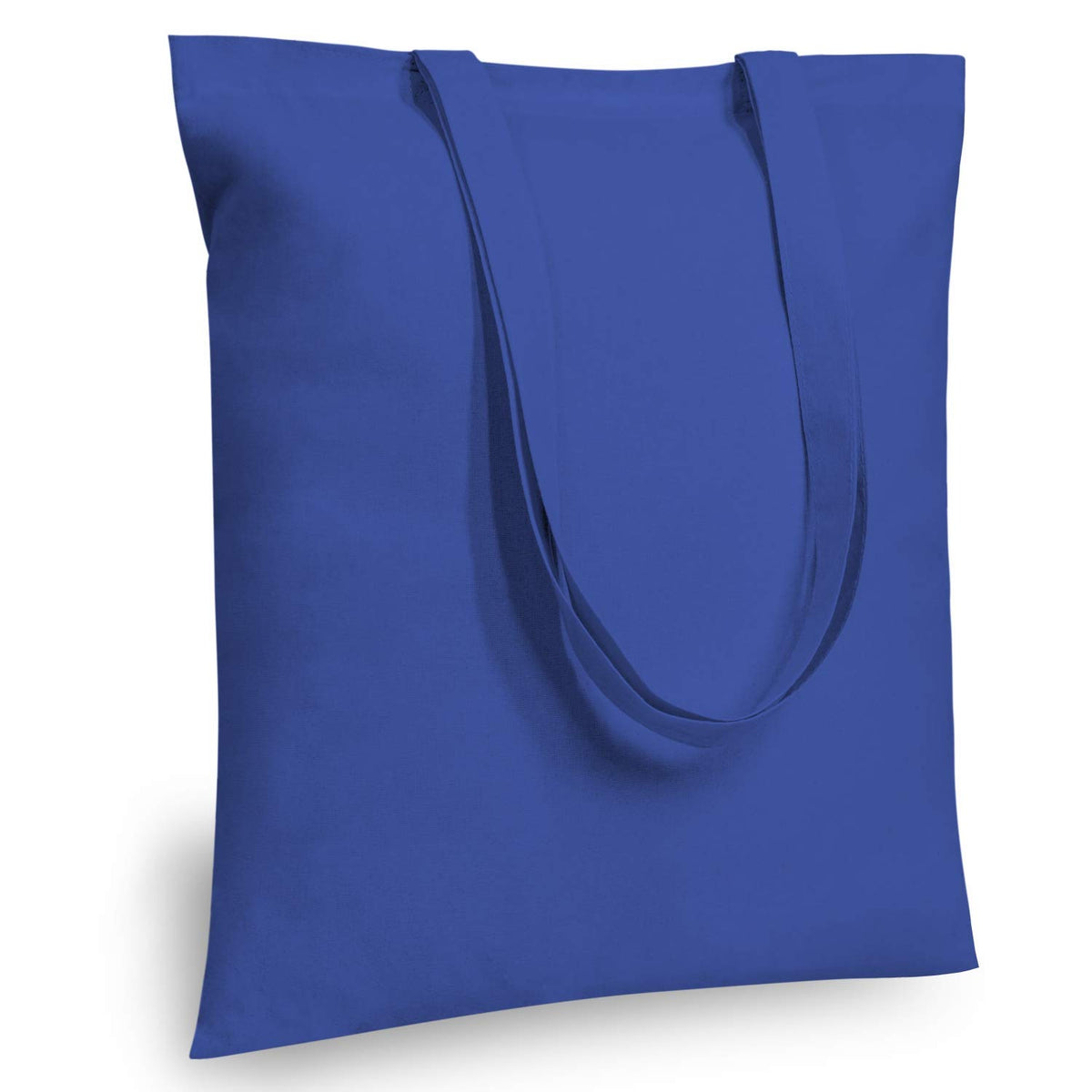 Topdesign 12-Pack Economical 16''X15'' Blue Cotton Tote Bag, Thin Lightweight Medium Reusable Grocery Shopping Cloth Bags, Suita
