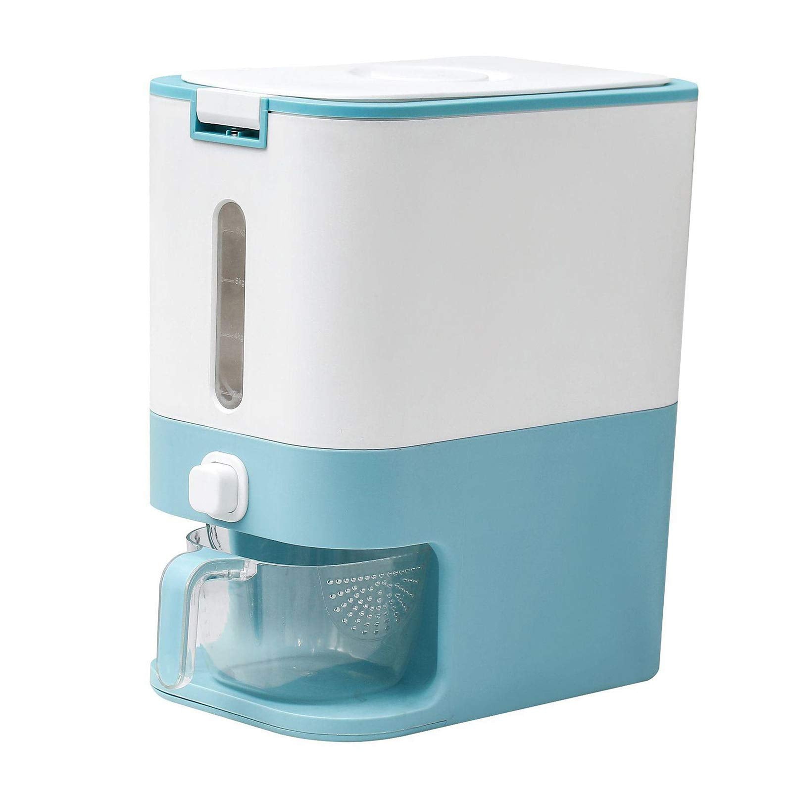 Ujeavette Kitchen Food Grain Rice Container Cereal Dispenser Storage Box Bucket Blue