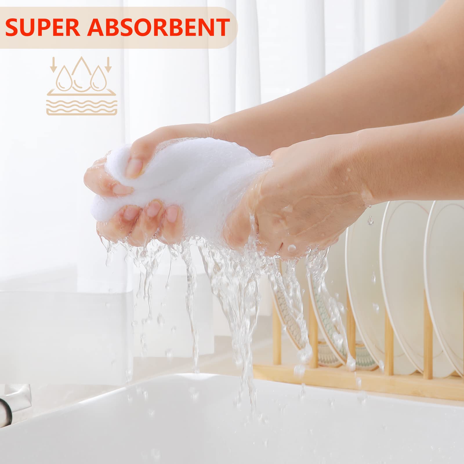 Homaxy 100% Cotton Waffle Weave Kitchen Dish Towels, Ultra Soft Absorbent Quick Drying Cleaning Towel, 13 X 28 Inches, 8-Pack, W