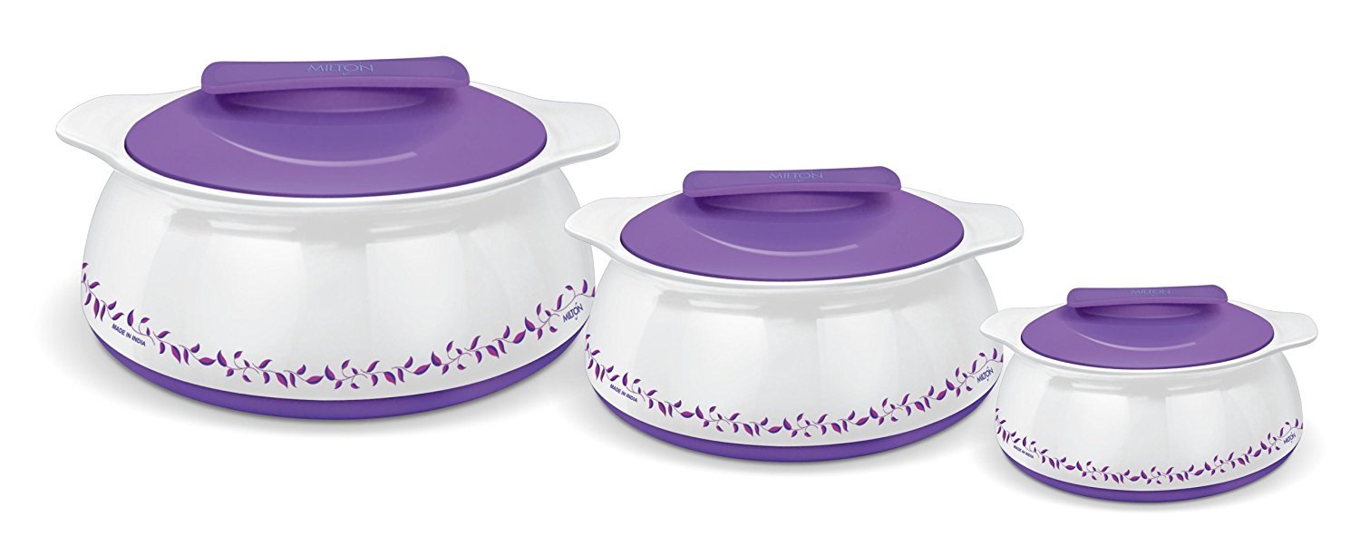 Milton 3Pc Gift Set  Exotique Insulated HotPot Food Server Casserole Set with Stainless Steel Insert Keeps Food Warm/Cold for
