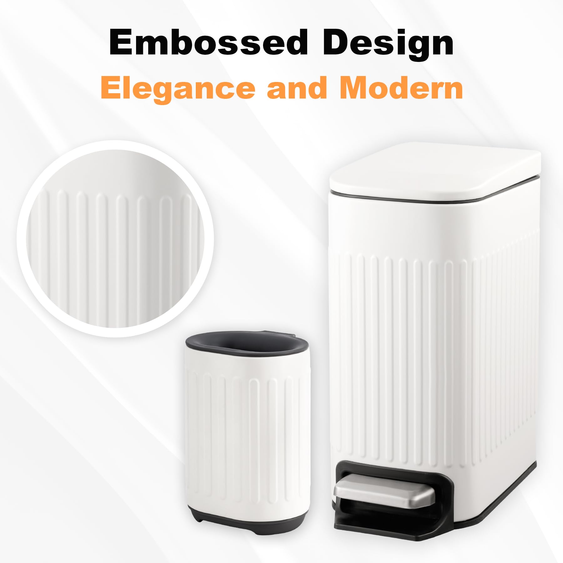 Bathroom Trash Can With Toilet Brush - 1.6 Gallon Slim Stainless Steel Garbage Can, Small Wastebasket For Bathroom, Office, Bedr