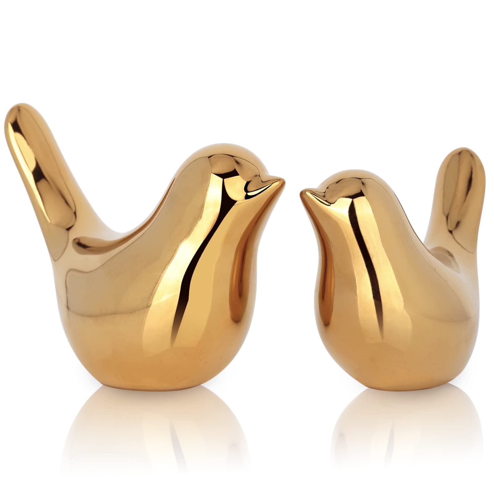 XMGZQ 2 Pcs Gold Decor Accents,Small Animal Statues,Modern Home Decorative, Birds Sculpture, Ornaments for Shelf, Bookshelf, Cof