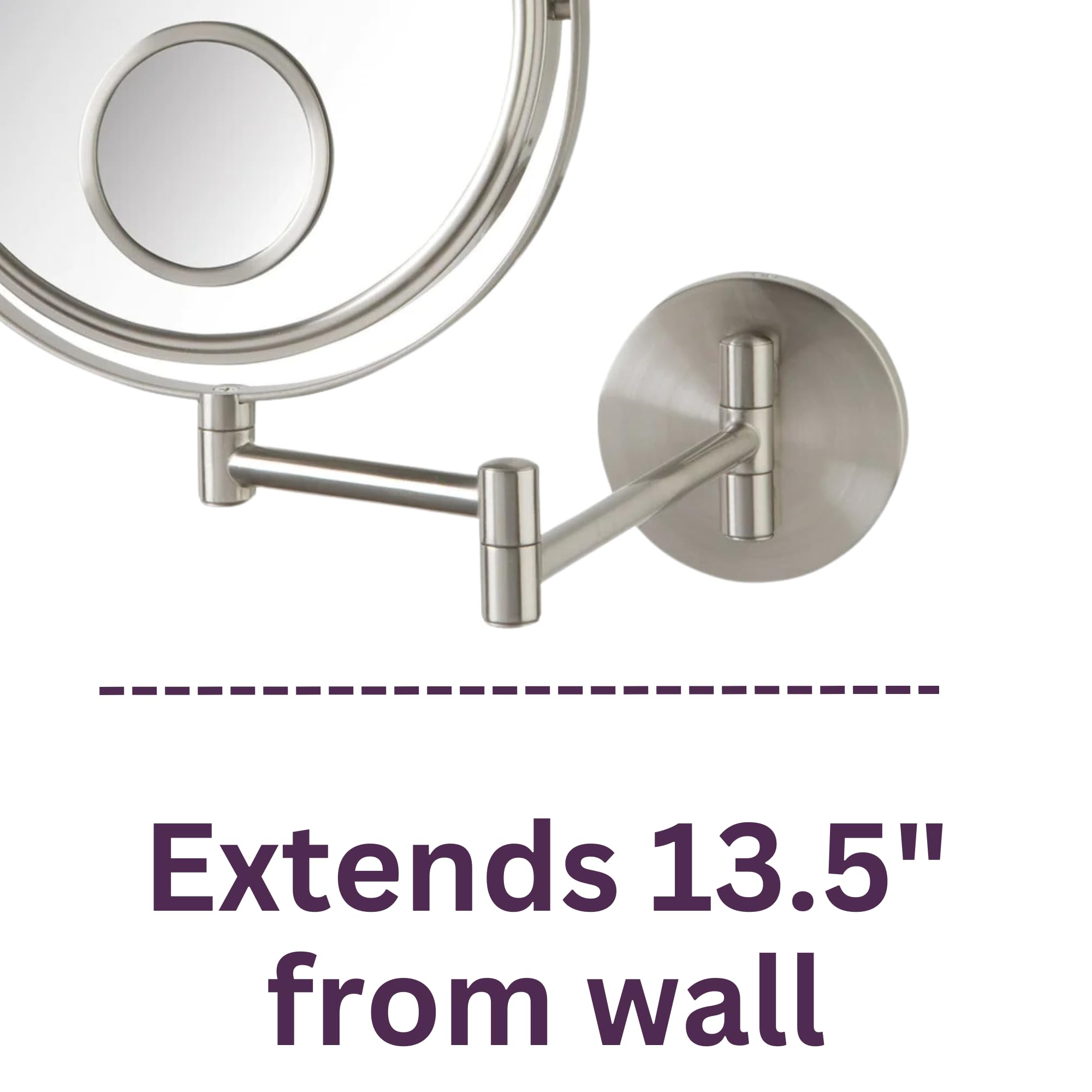 Jerdon Wall Mount Mirror For Bathroom - Makeup Mirror With 10X Magnification And 15X Spot Mirror - Nickel Finish - Model Jp7510N