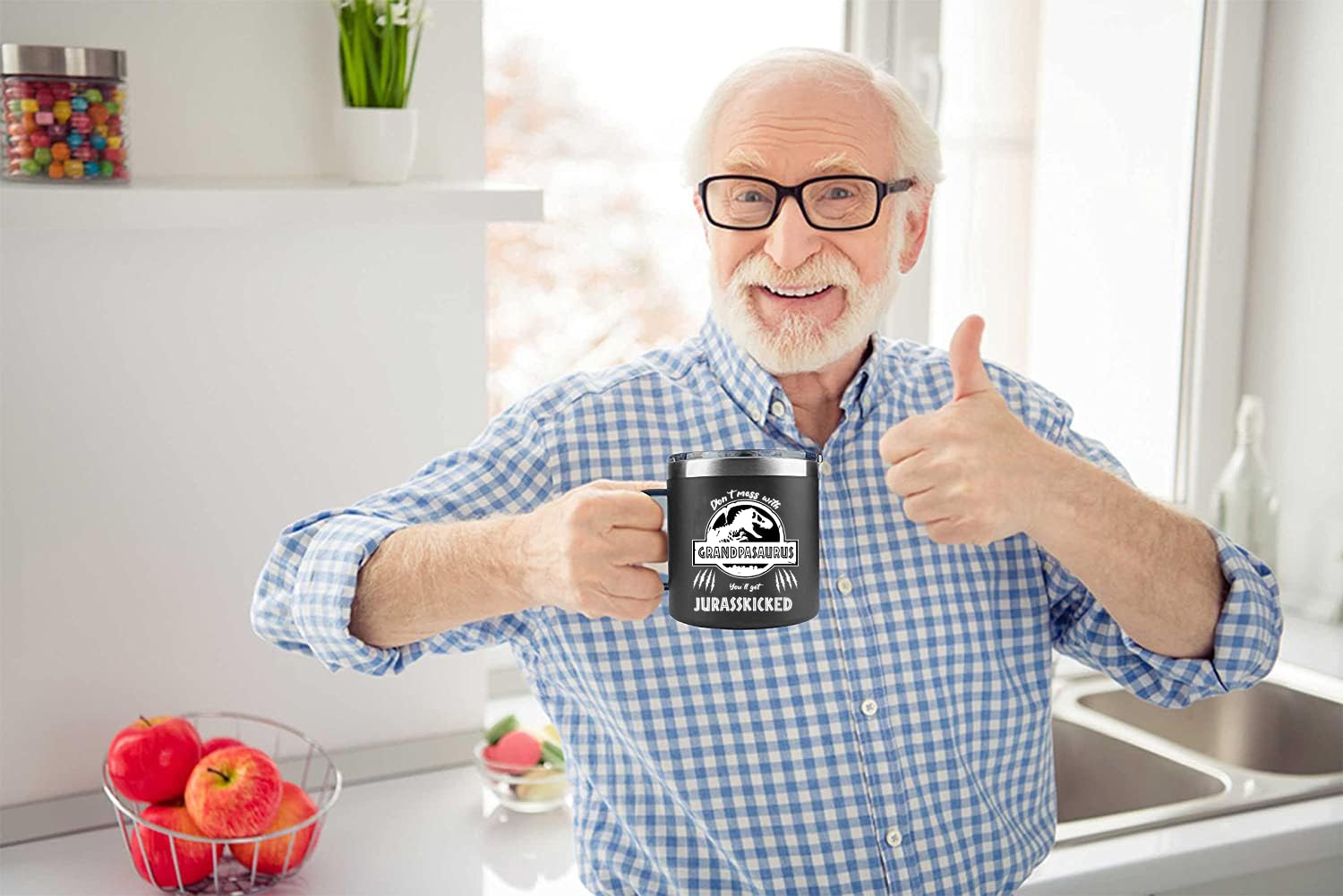 Edizzone Funny Grandpa Mug (Grandpasaurus) Grandpa Gifts - Best Grandpa Birthday Gifts - Gifts For Grandpa From Granddaughter Gr
