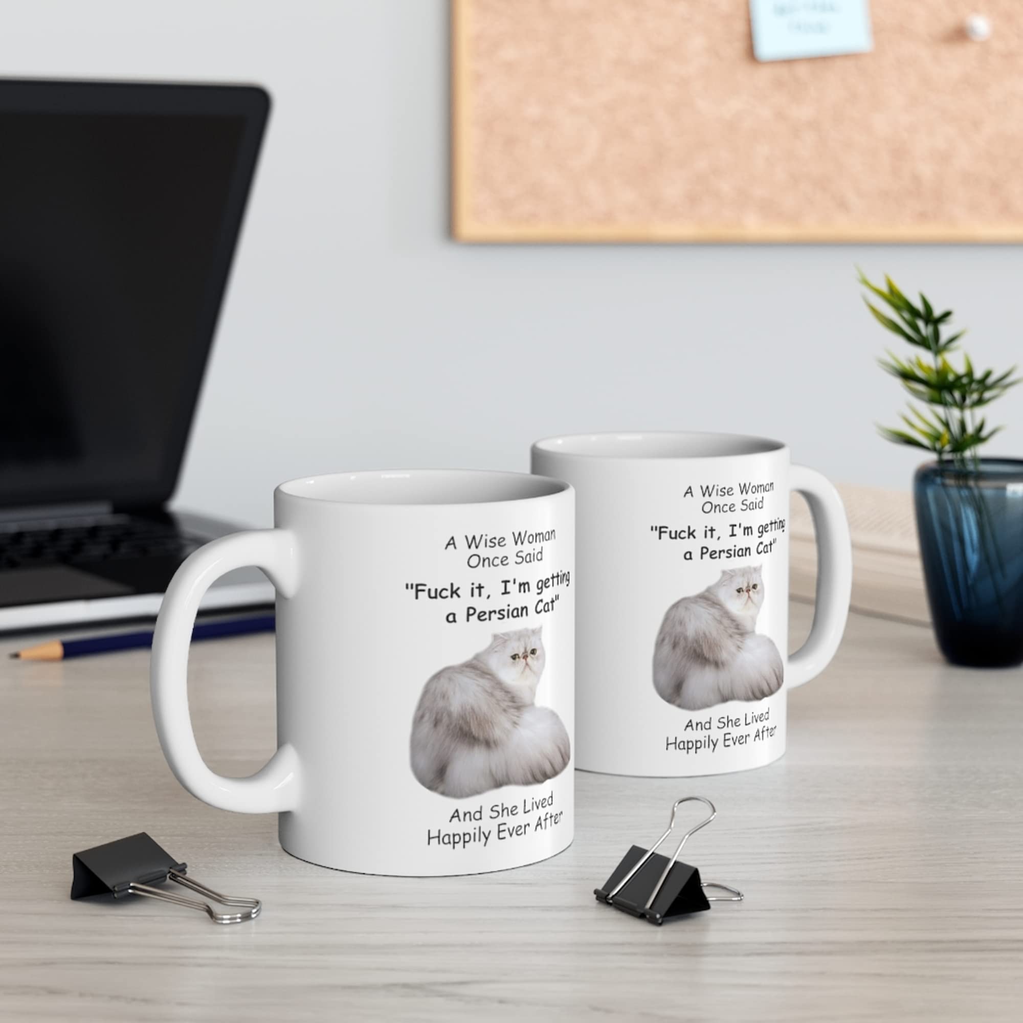 Funny Persian Cat White Grey Gifts For Women Animals Lovers Pets Mom Mother 'S Day 2024 A Wise Woman Once Said Coffee Mug With F