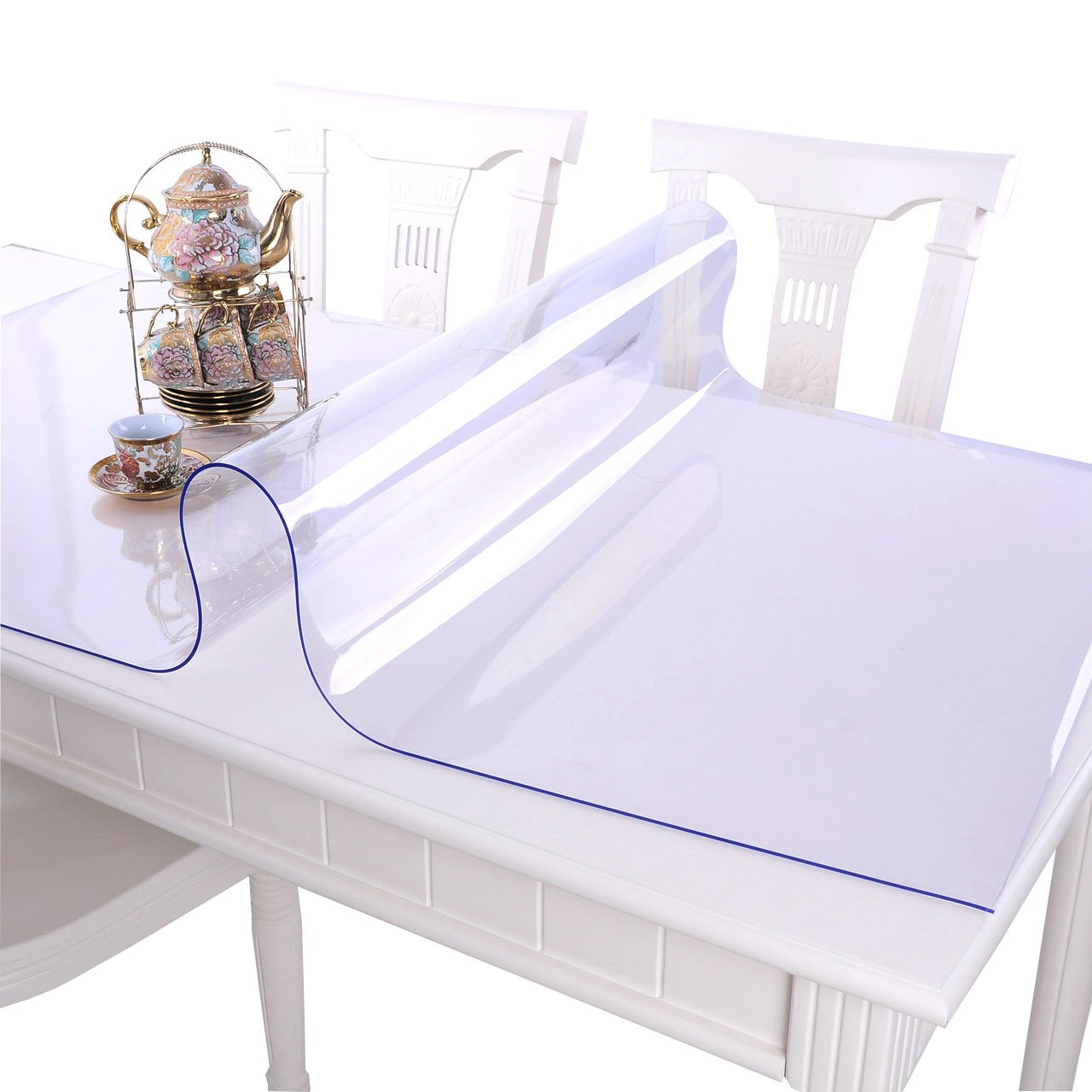 Necaux Custom 42 X 120 Inch Clear Table Cover Protector, 1.5Mm Thick Wood Grain Transparent Table Pad Non-Slip Tablecloth Plasti