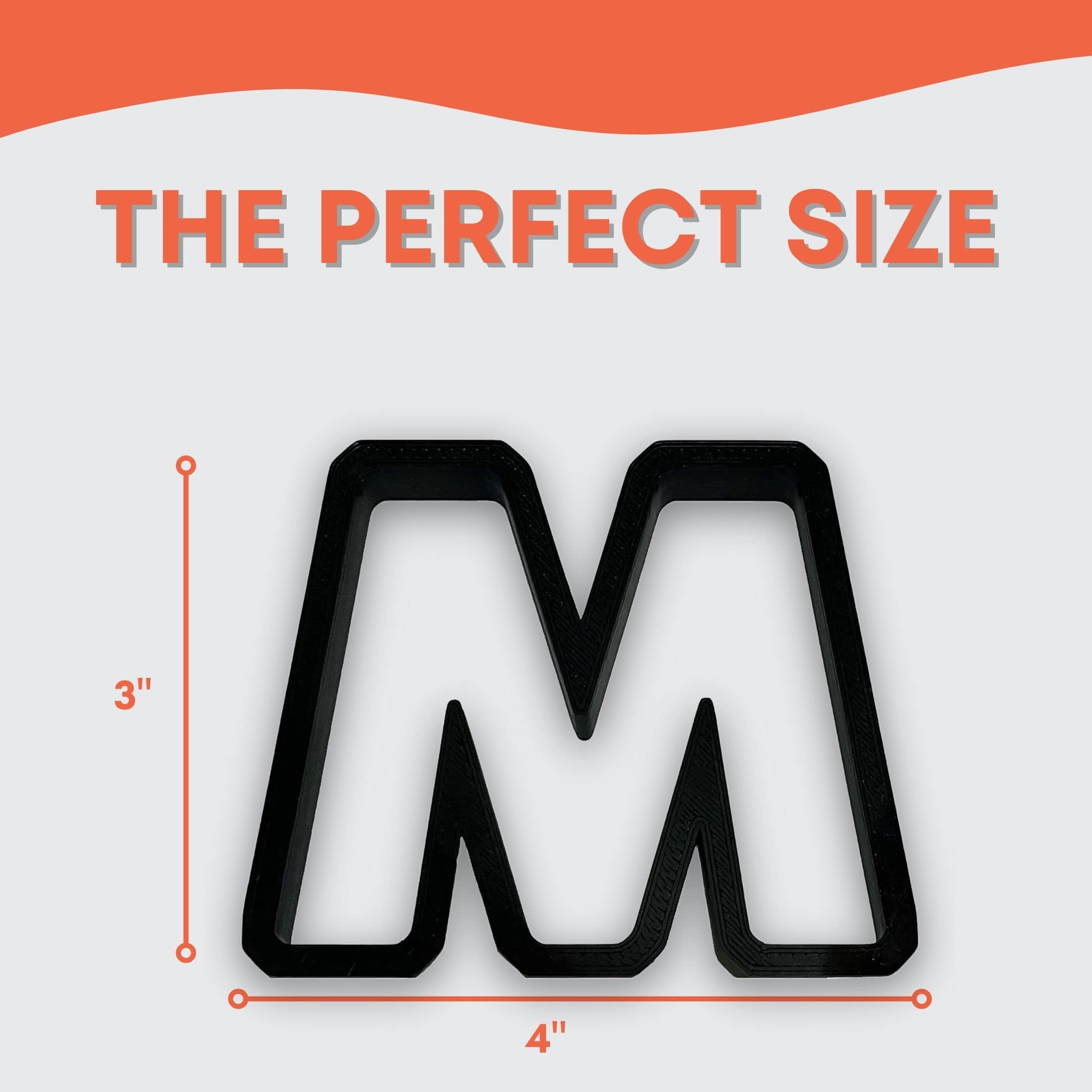 M Capital Block Letter Cookie Cutter With Easy To Push Design (3.5 Inch)