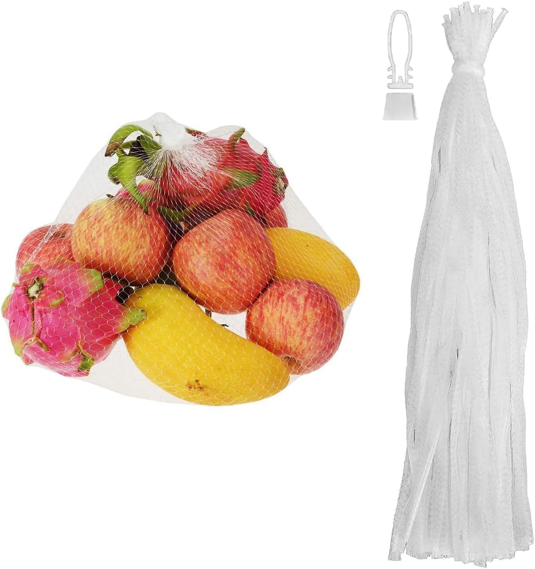 100Pcs Plastic Mesh Bags Drawstring Storage Bag - 24'' Fruit and Vegetable Storage Reusable Mesh Produce Bags Onion Net Bags Drawstring - Vegetable Bags Grocery Reusable Produce Bags Mesh Storage Bags