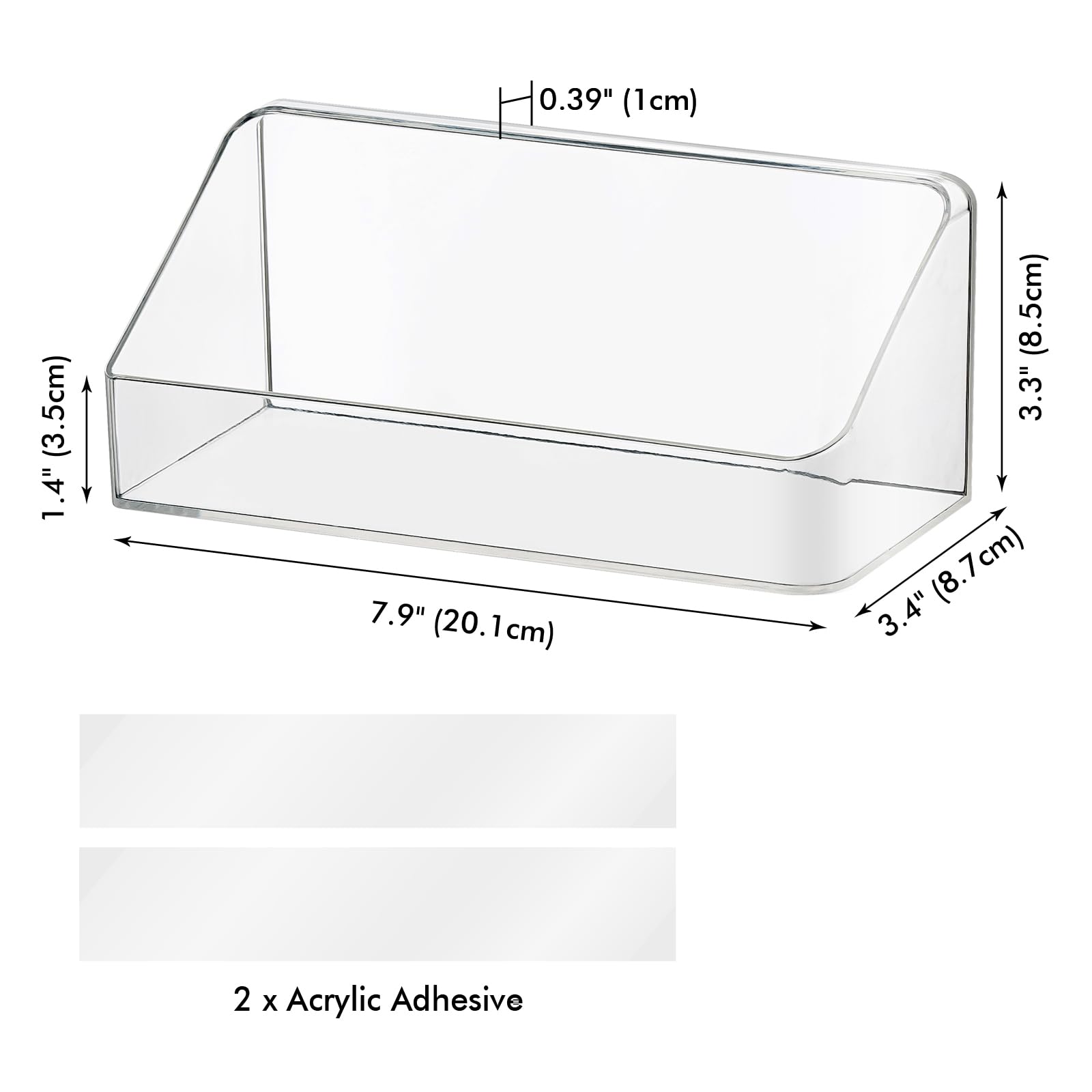 Poeland 2 Pack Medicine Cabinet Shelves Organizer, Wall Mounted Storage Organizer, Clear Storage Box For Rv Bathroom, Bedroom, M