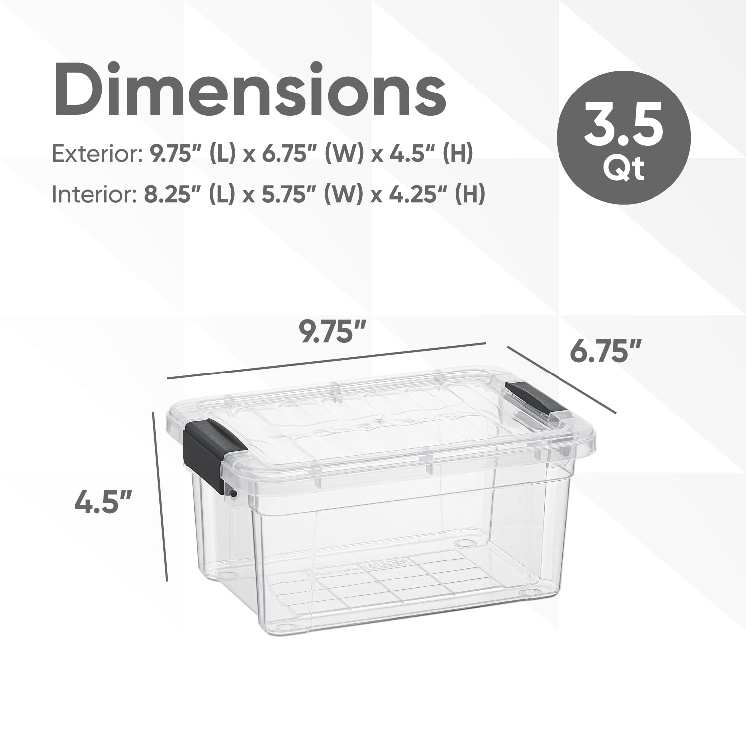 Superio Clear Storage Boxes With Lids, 3.5 Quart Plastic Container Bins For Organizing, Stackable Crates, Bpa Free, Non Toxic, O