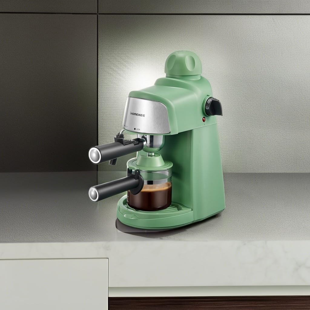 Ihomekee Espresso Machine, 3.5Bar Espresso And Cappuccino Machine With Fast Heating Function, 1-4 Cups Coffee Maker With Milk Fr