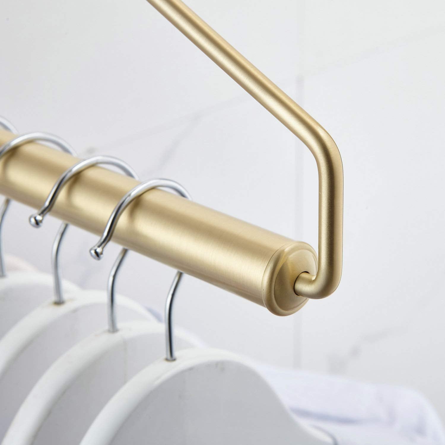 Hiendure Folding Clothes Hanger Gold Brushed Drying Clothes Rack Wall-Mounted Space Saver For Laundry Room Closet, Brass, 12 Inc