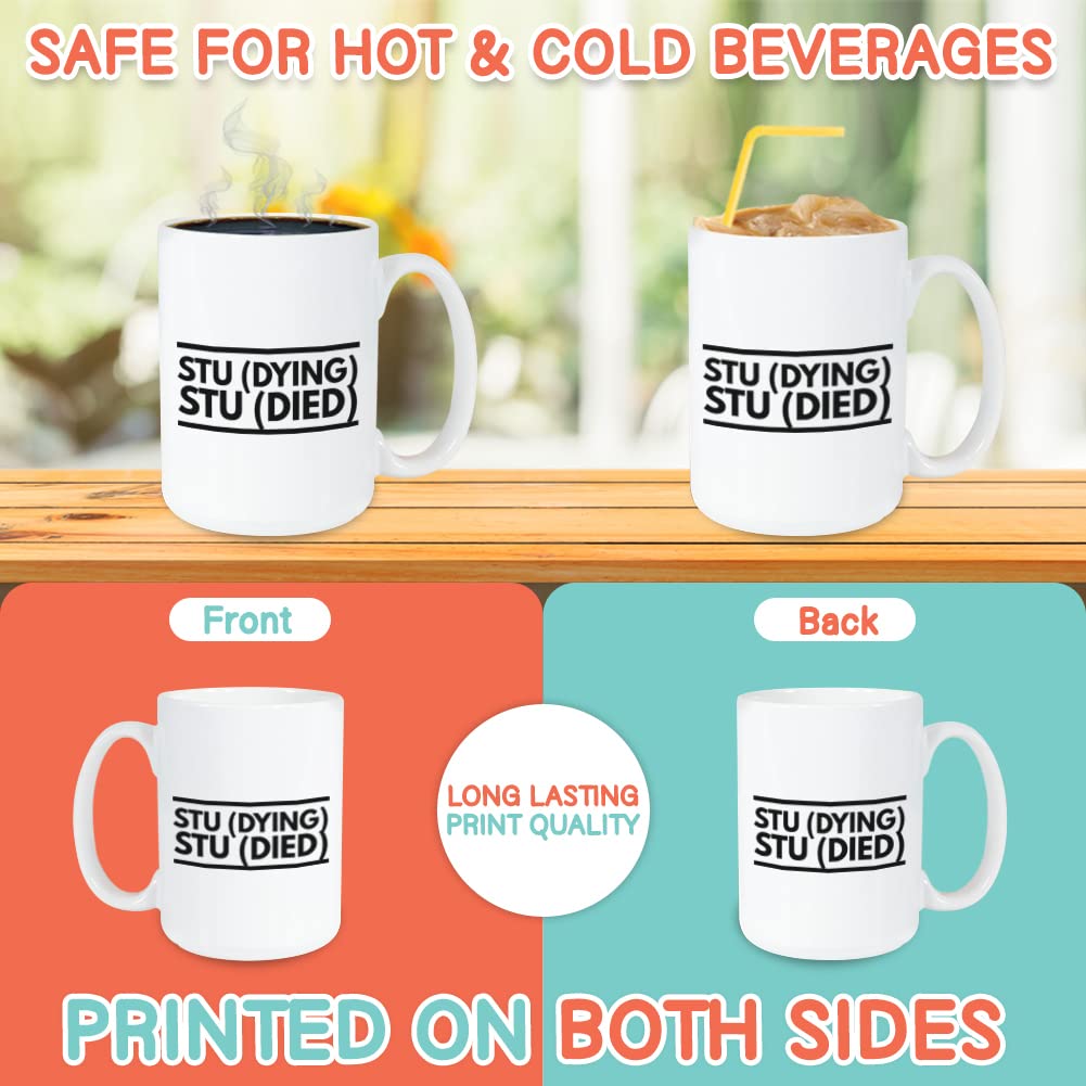 Student Coffee Mug 15 oz, Studying Studied Funny Inspirational Gift Cup for College Student High School Graduate Freshman from M
