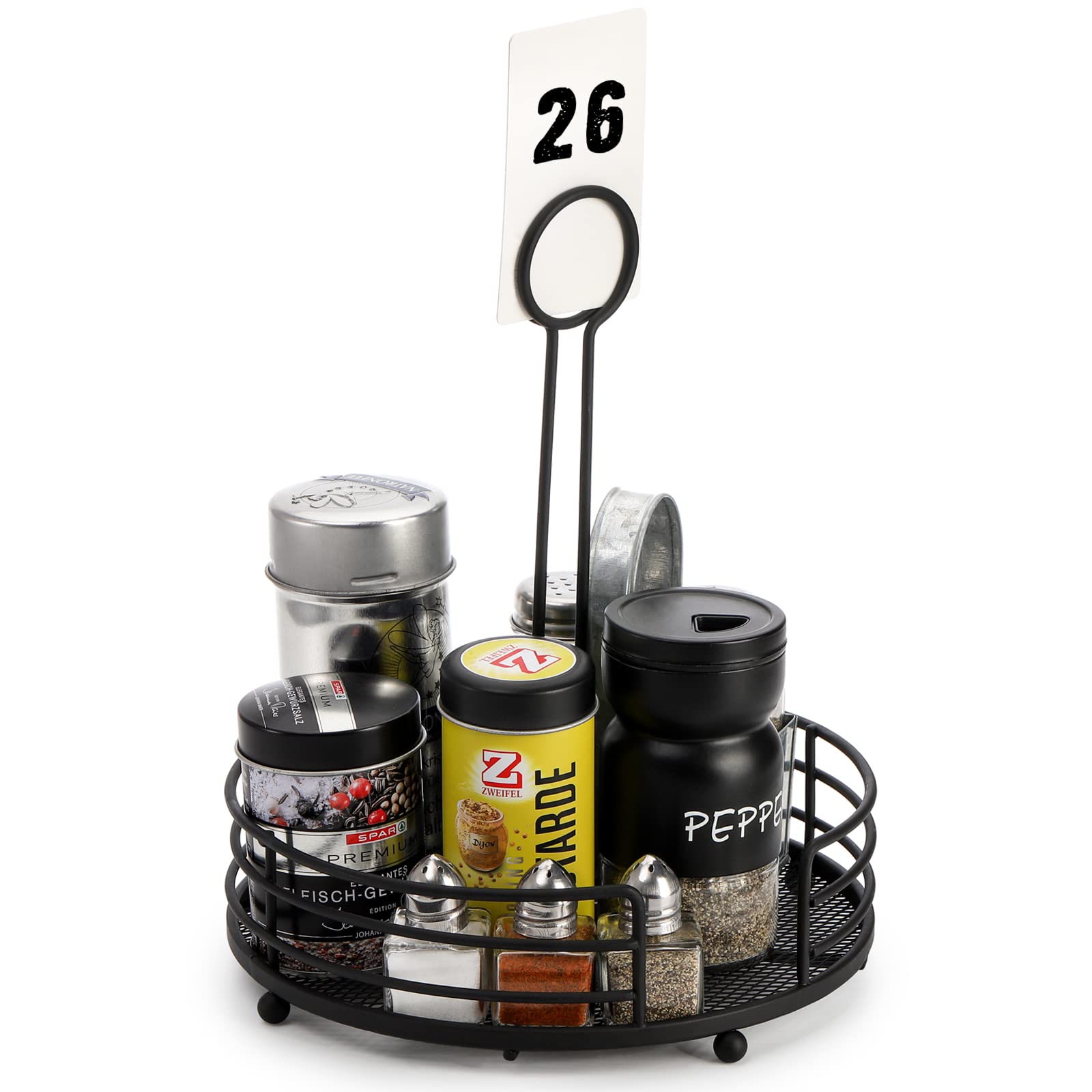 Zoofox 2 Pack Metal Condiment Caddy, Tabletop Spice Organizer For Kitchen Pantry, Patio Tables, Countertop, Picnics, Dining Tabl