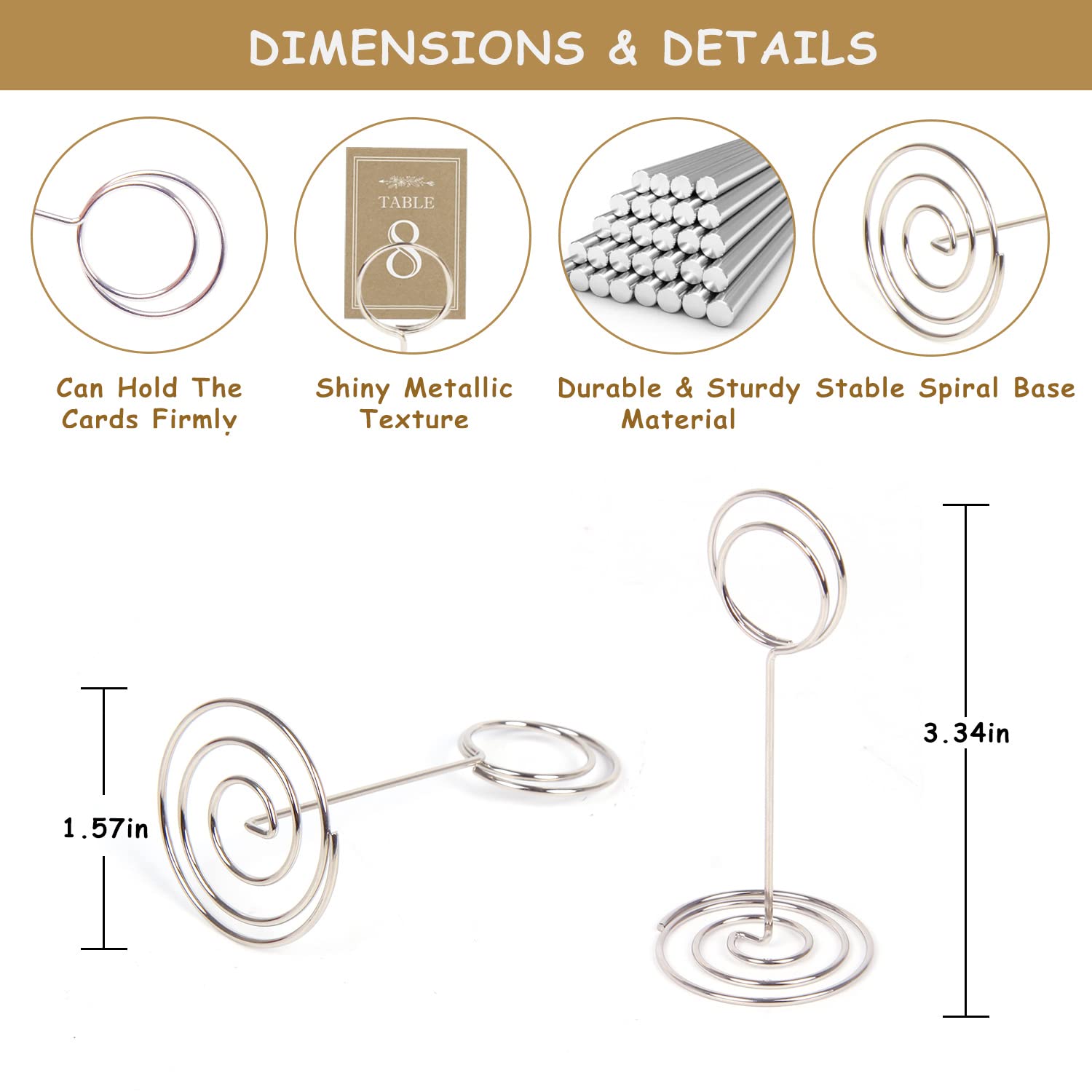 Kimober 24Pcs Table Number Holders, Round Place Card Holder,Tabletop Memo Note Stand Picture Photo Picks Card Clips For Wedding