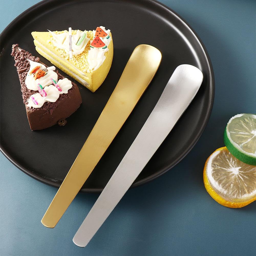 Ice Cream Spoon 2Pcs Creative Stainless Steel Long Handle Flat Head Spoons Coffee Spoon Cake Dessert Spoon Tea Tiny Stirring Spo