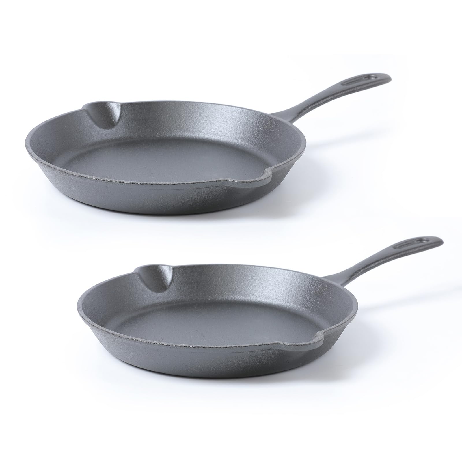 Hawok Cast Iron Skillet, Round Fry Pan, With Handle Cover, Dia.10 Inch, Set Of 2, Pre-Seasoned