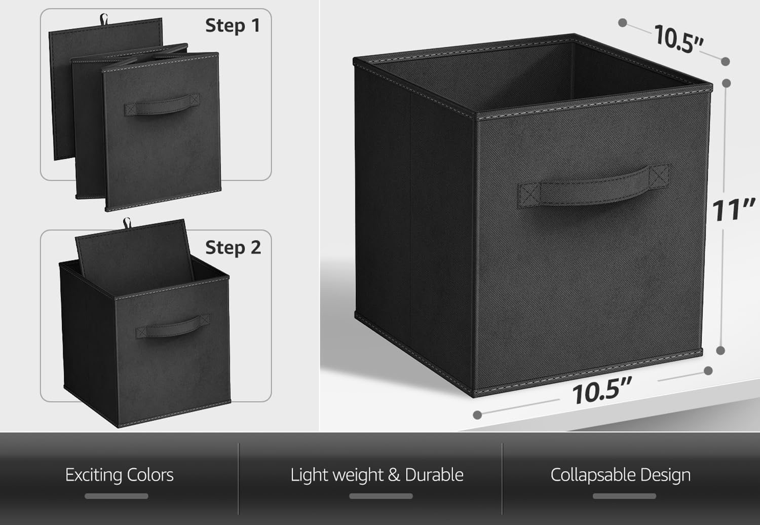 Sorbus Foldable Storage Cubes - 6 Pack, 11 Inch, Black And White, Fabric, Foldable, Storage And Organization, Versatile Use, Col