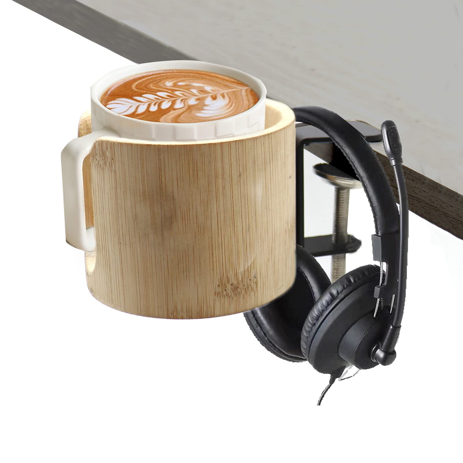 Desk Cup Holder, Anti-Spill Cup Holder For Desk, Table Edge Clamp Cup Holder Desk Side Drinking Cup Holder Clip For Home Office