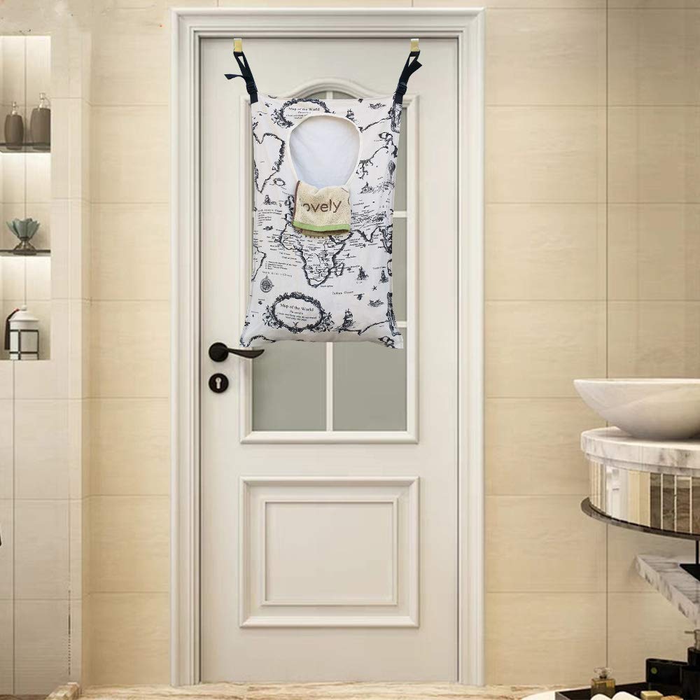 Amlrt Adjustable Door-Hanging Laundry Hamper With Stainless Steel Hooks, Hanging Laundry Bag