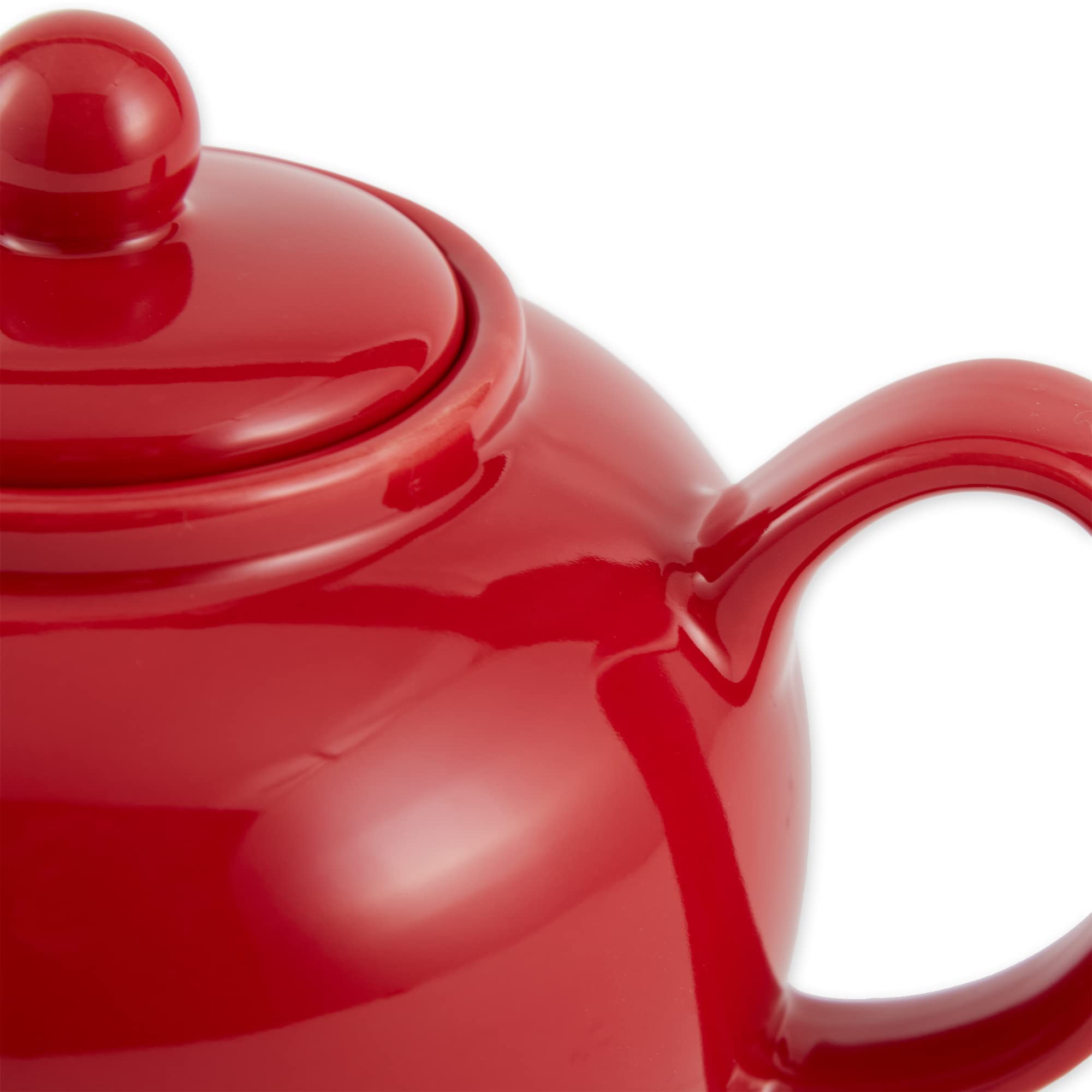 Rsvp International Stoneware Teapot Collection, Microwave And Dishwasher Safe, 16 Oz, Red