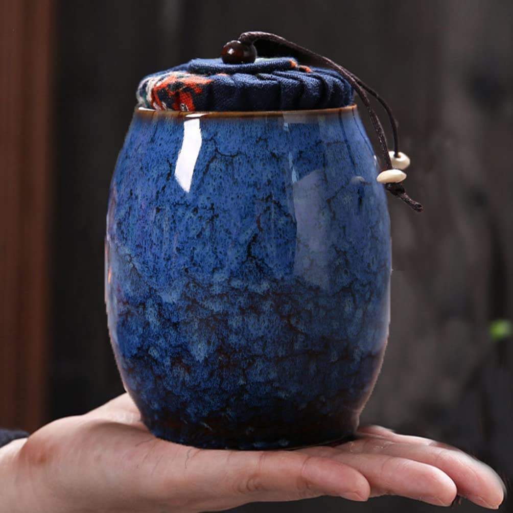 Angoily Ceramic Tea Canister Porcelain Tea Tin Vintage Ceramic Tea Jar Airtight Lid Tea Canister Loose Leaf Tea Storage Containe