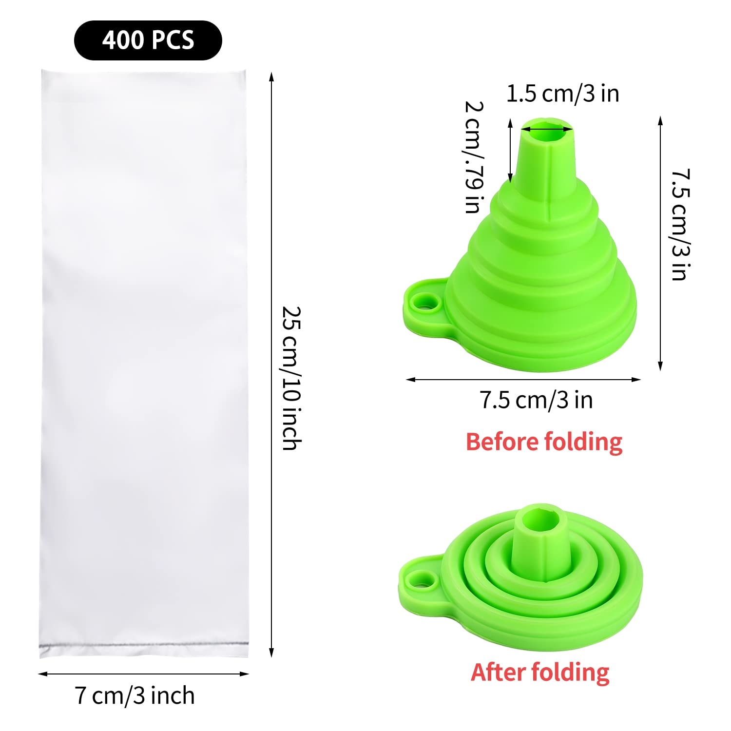 Boao 240 Pieces Ice Lolly Bags Disposable Ice Lolly Mold Bags Plastic Ice Candy Bags With Silicone Funnel For Making Ice Yogurt