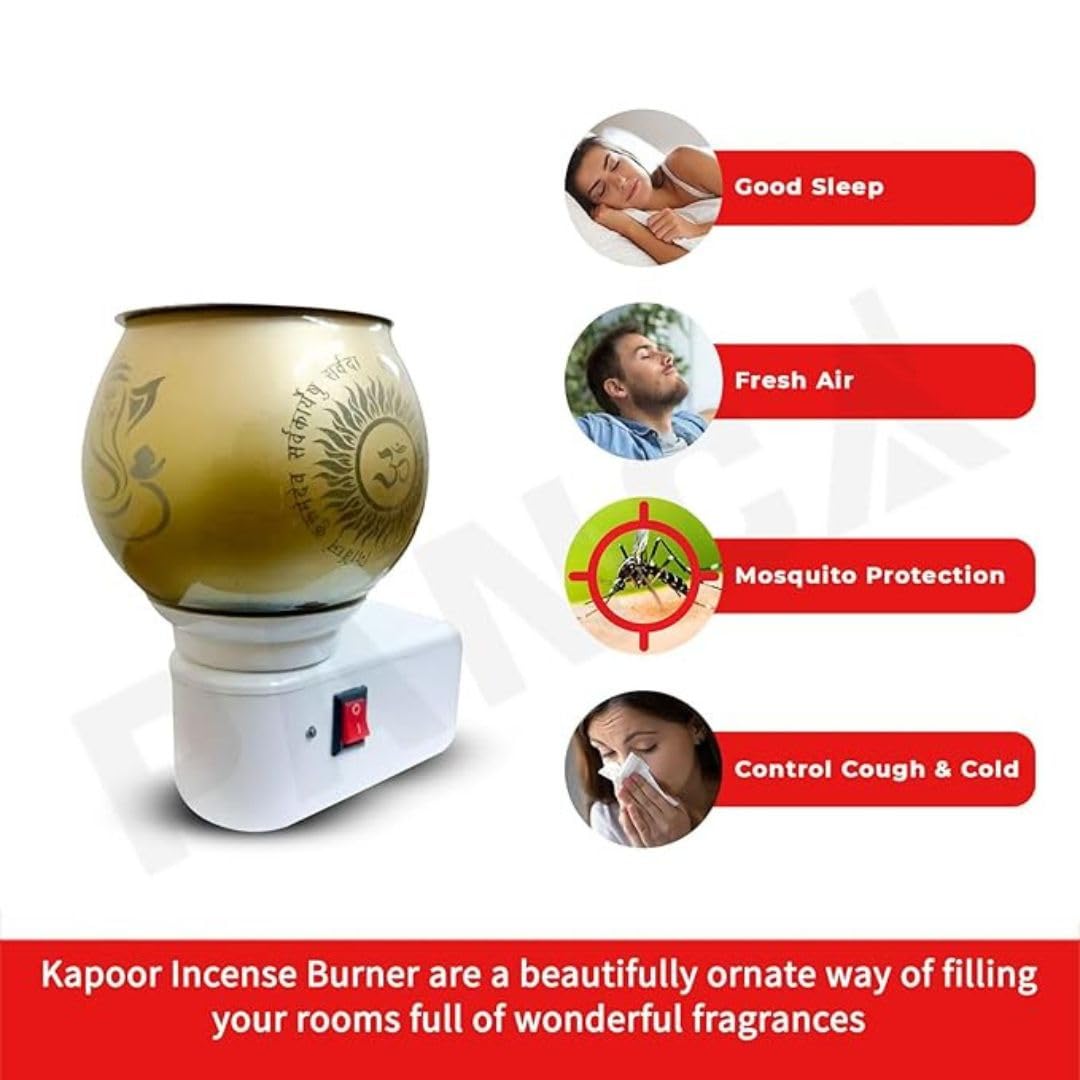 Orzinpro Ceramic Electric Kapoor Dani | Ganesh Ji Om Electic Camphor Burner | Multipurpose Incense Aroma Dhoop Dani | Camphor Bu
