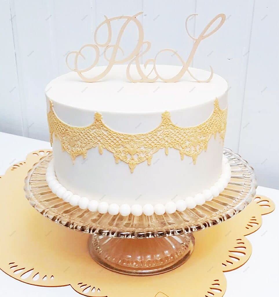 14.5'' Jewels Baking Fondant Sugar Lace Silicone Mat Wedding Cake Decorating Mold Chandelilac Edible Lace Embossed Sugarcraft To