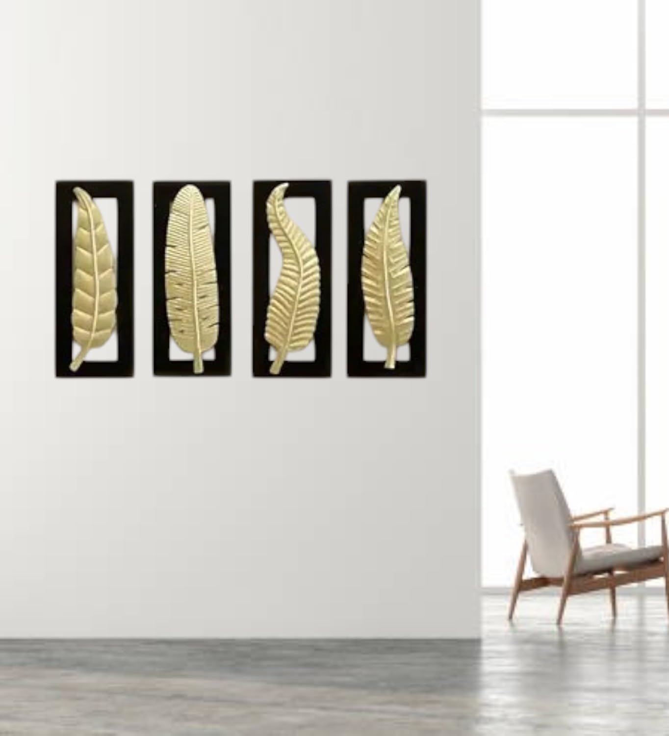 vedas Gold Metal & MDF Vantara Leaf Wall Decor Hanging & Mounted Sculpture Home Decoration Perfect for Living Room/Hotel/Restaur