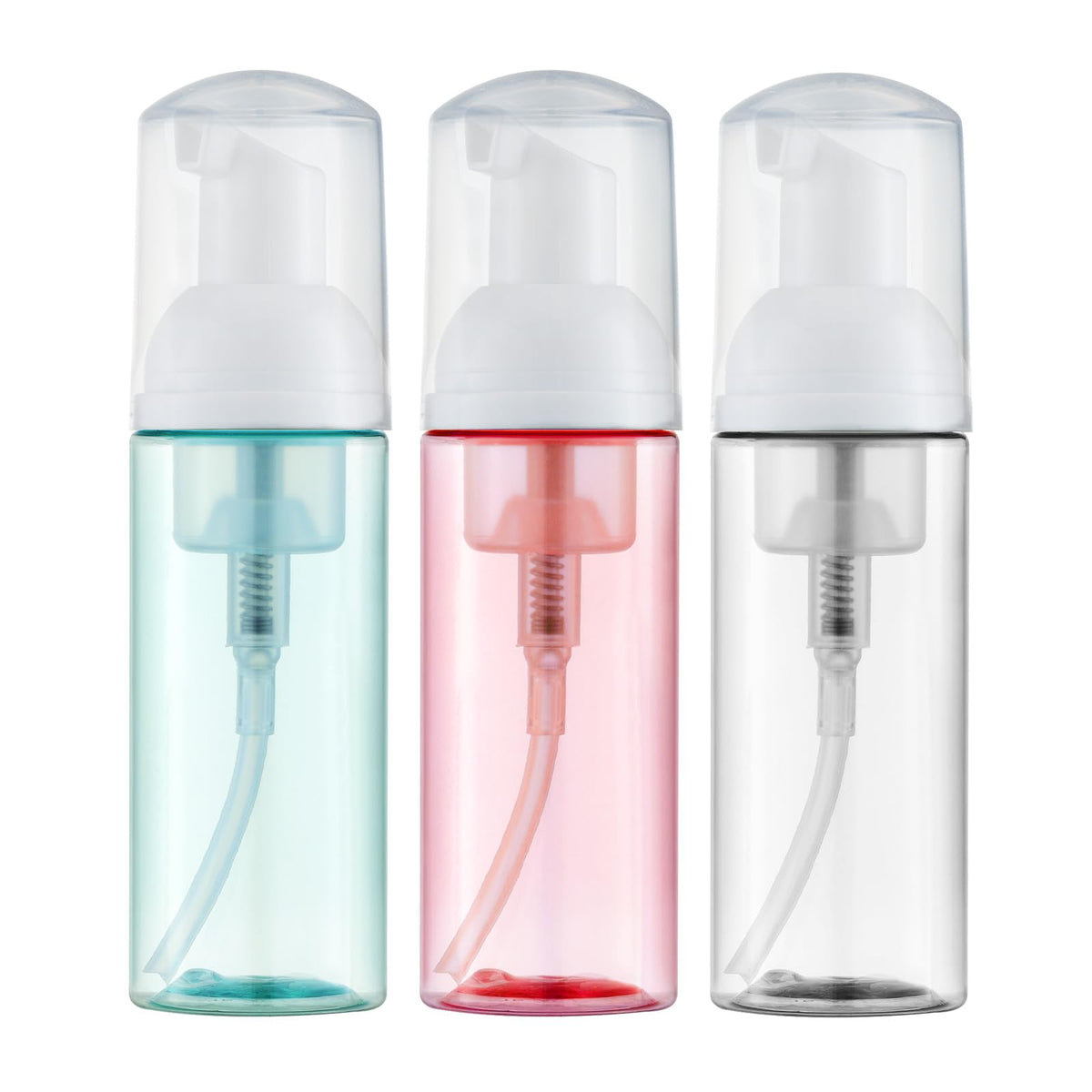 Tekson Soap Foam Bottle (60Ml, 2 Fl Oz), Empty Travel Foaming Lash Shampoo For Cleanser, Dispenser (Clear, Pink, Green)