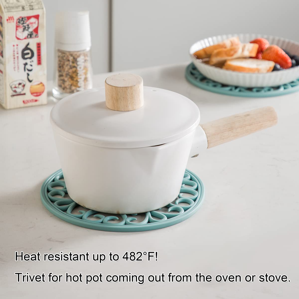 Silicone Trivet Mat - Non-Slip & Heat Resistant Kitchen Hot Pads For Countertops & Table - Kitchen Trivets For Hot Dishes & Cook