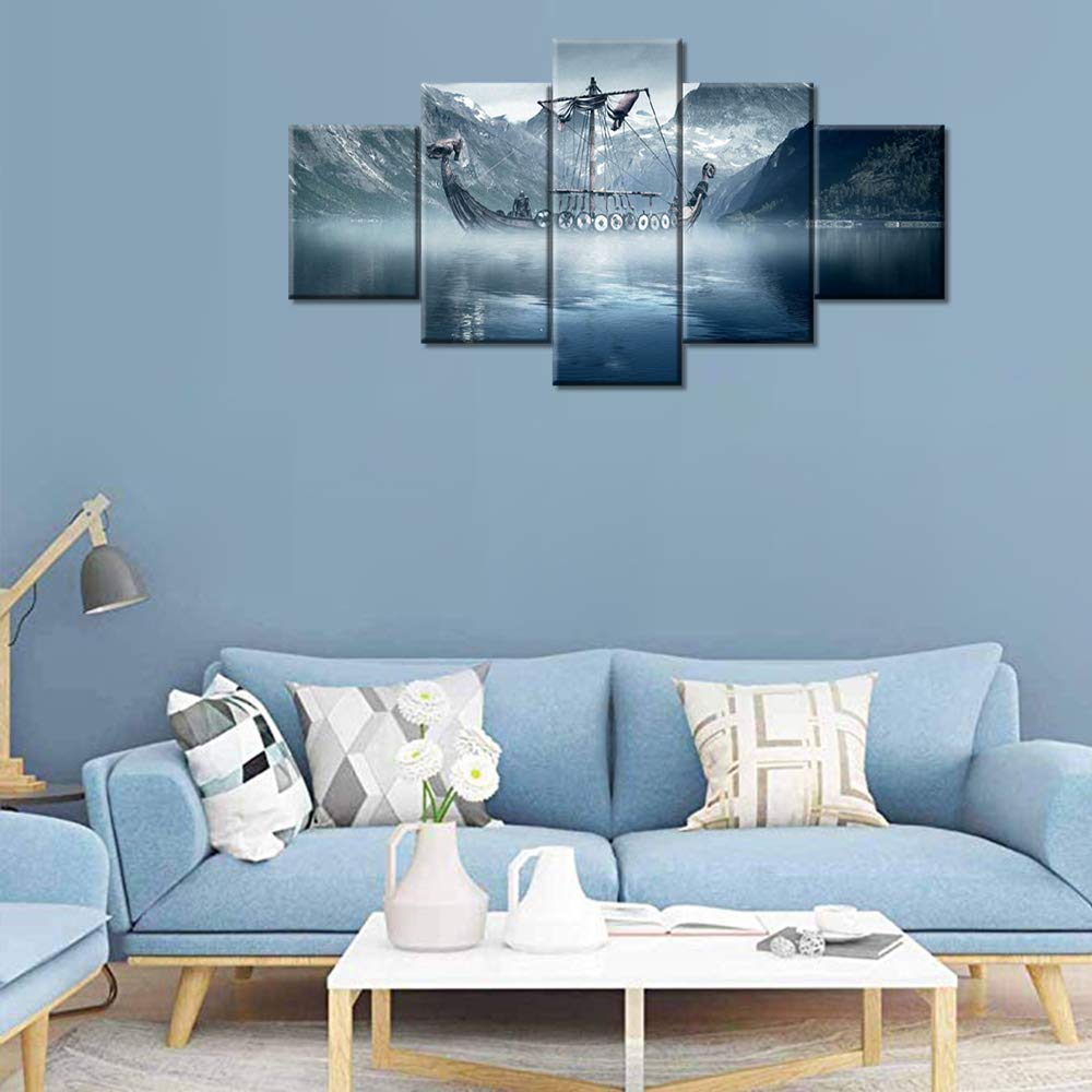Tumovo Landscape Wall Art For Living Room Black Sailboat Painting Viki ...