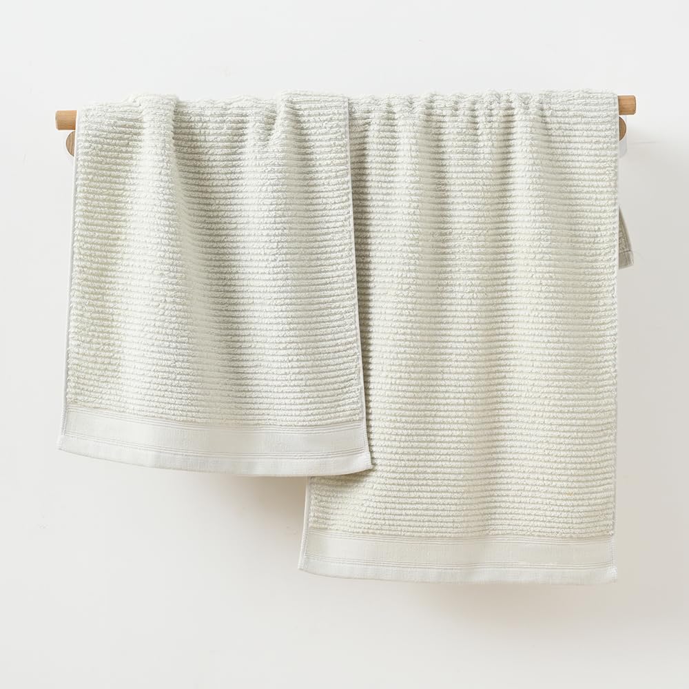 Yiluomo White Hand Towel Set Of 2 Soft Ribbed Striped Pattern 100% Cotton Absorbent Decorative Towel For Bathroom 13 X 29 Inch