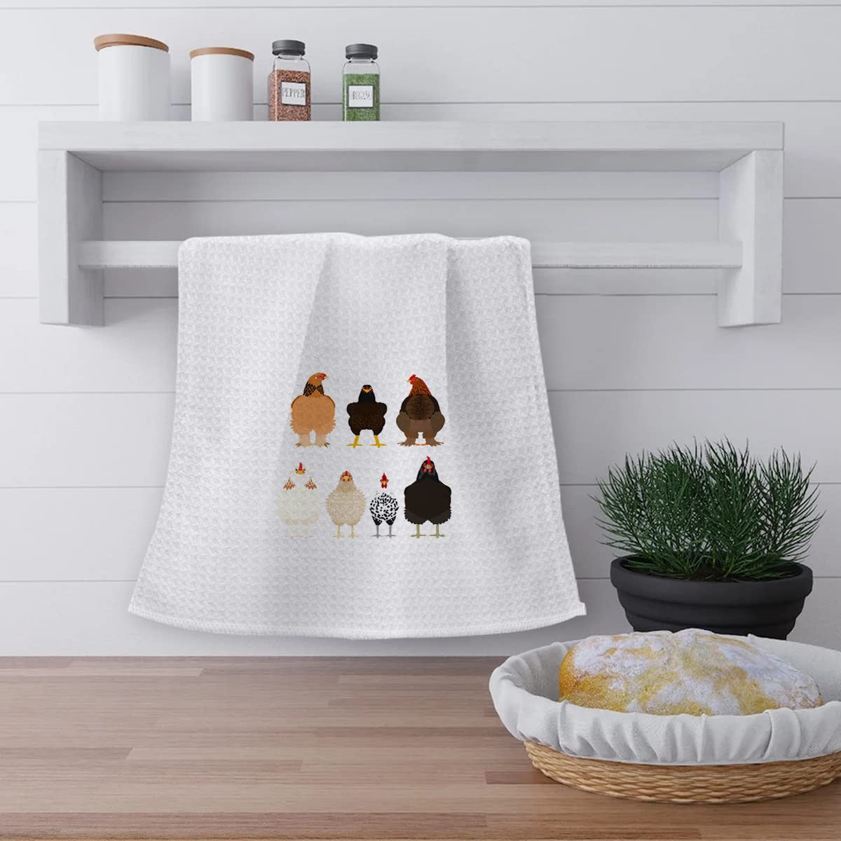Ohsul Cute Cartoon Chickens Highly Absorbent Kitchen Towels Dish Towels Dish Cloth,Funny Chicken Hand Towels Tea Towel For Bathr