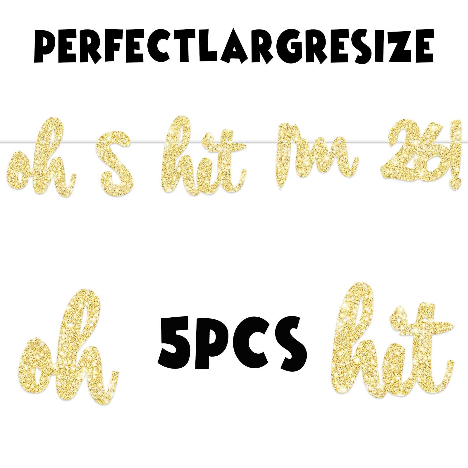 Oh Im 26! Banner Backdrop Glitter Gold Hallo Twenty Six Cheers To 26 Years Old Theme Decor For Man Woman Happy 26Th Birthday Par