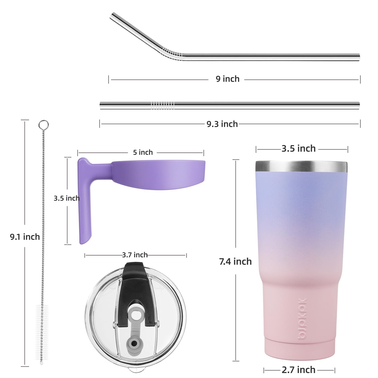 Bjpkpk 20 Oz Tumbler With Handle And Straw Lid Stainless Steel Travel Mugs Insulated Tumbler Cups,Pastel Sunset