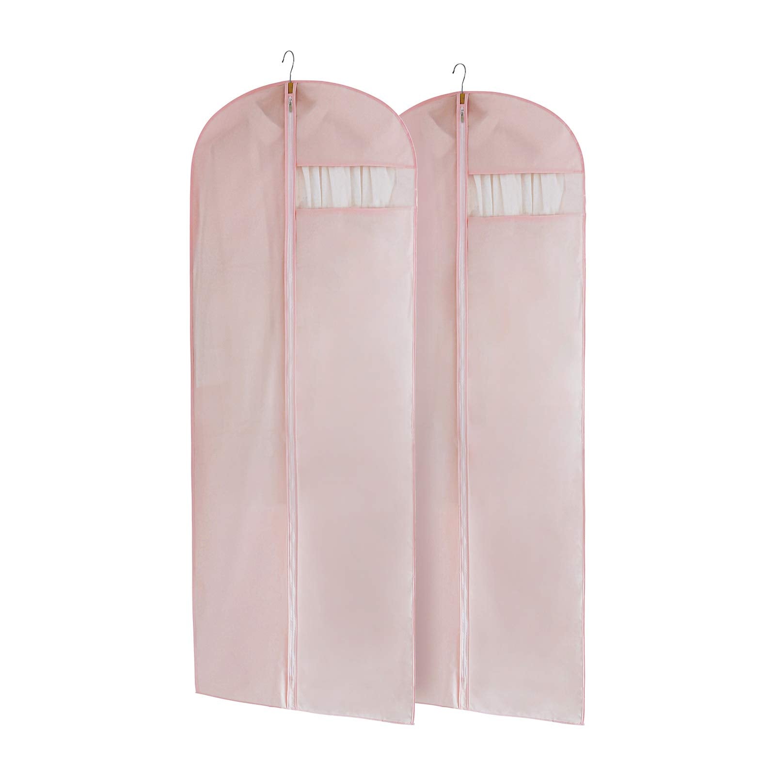 Marmins Pink Dress Bags For Gowns Long, 65'' Long Dress Clear Garment Bag(Set Of 2, 23.3'' X 65'')