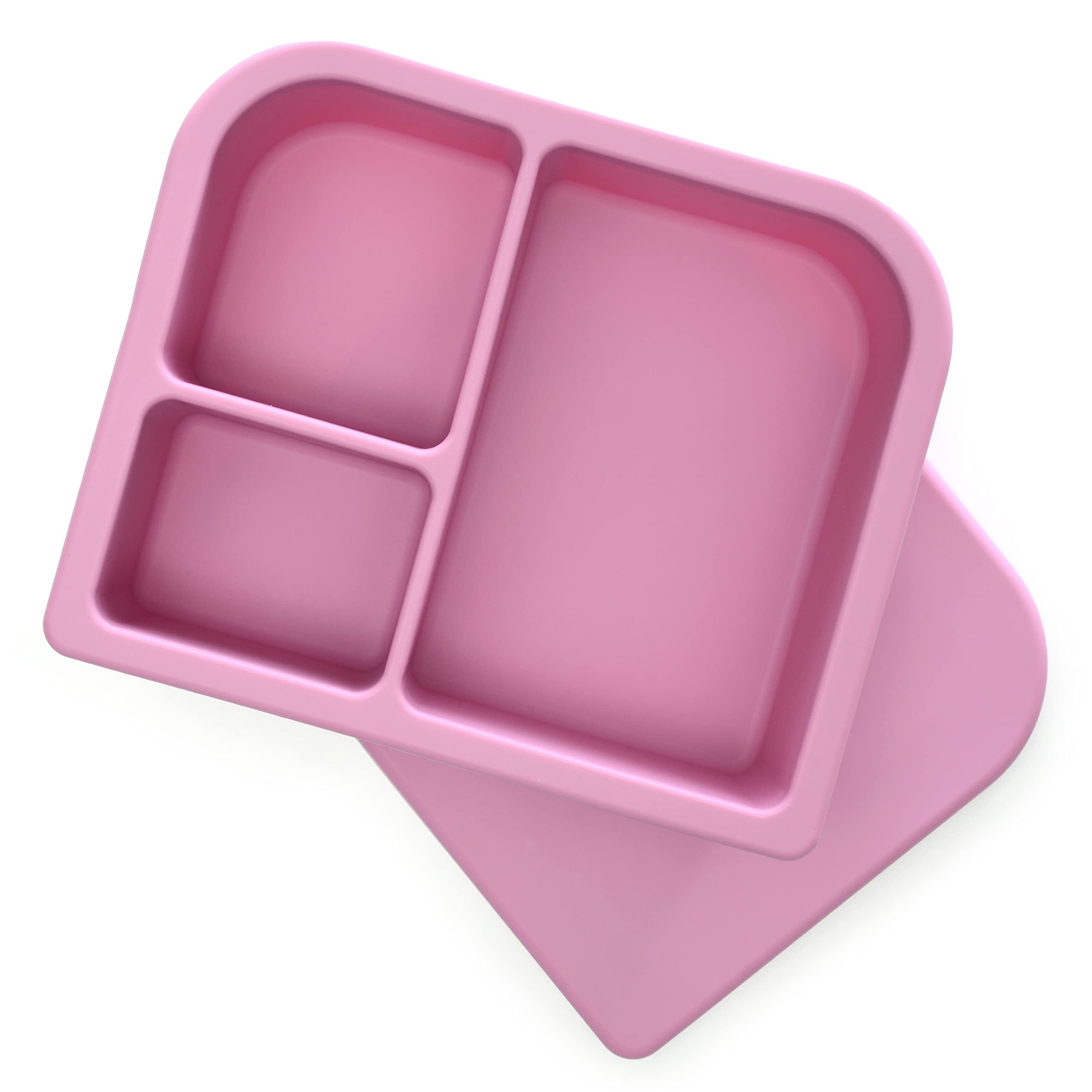 Primastella Unbreakable Silicone Lunch Box For Kids And Adults - Leak Proof Divided Bento Box (Plum)
