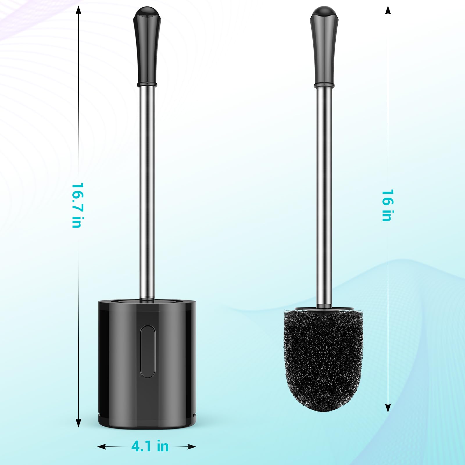 Aonez Compact Size Toilet Brush & Holder, 3 Pack, Stainless Steel Handle, Space Saving For Storage, Drip-Proof, Easy To Assemble