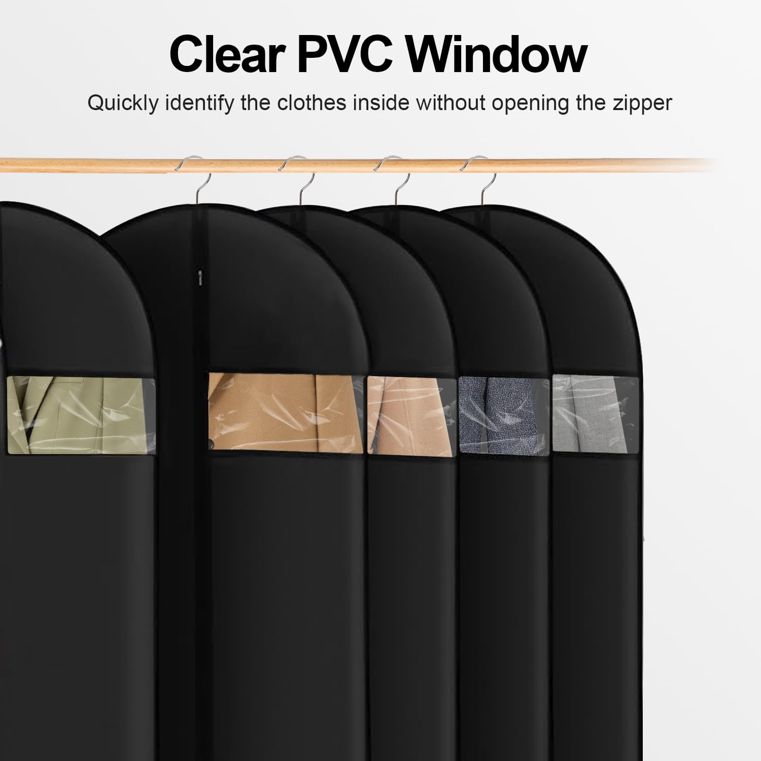 Wellong 6 Packs Dress Bags, 60 Inches Suit Cover Bags For Travel And Storage, Non-Woven Breathable Hanging Garment Bags For Clos
