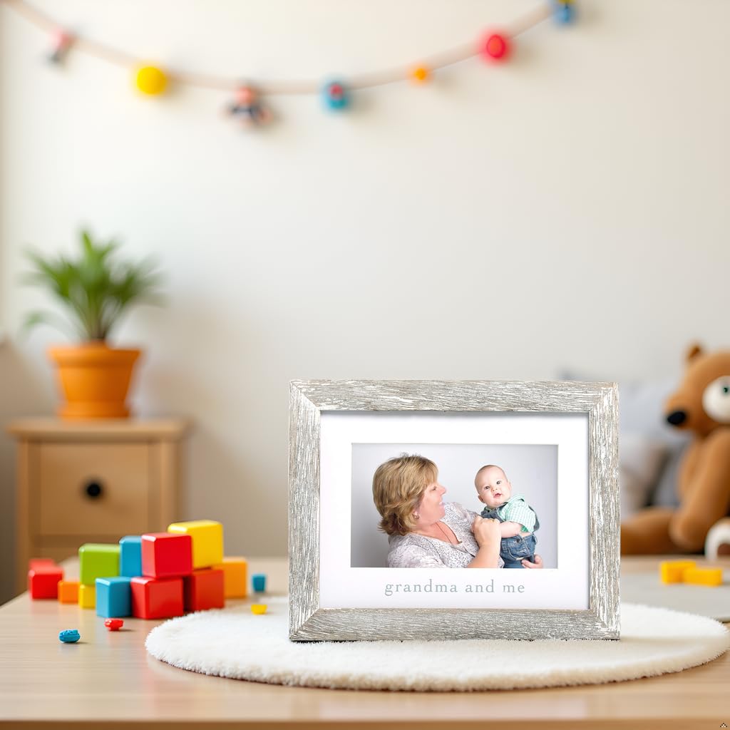 Pearhead Grandma and Me Rustic Picture Frame, New Grandmother Gift from Baby, Farmhouse Nursery Decor, Tabletop or Wall Display,