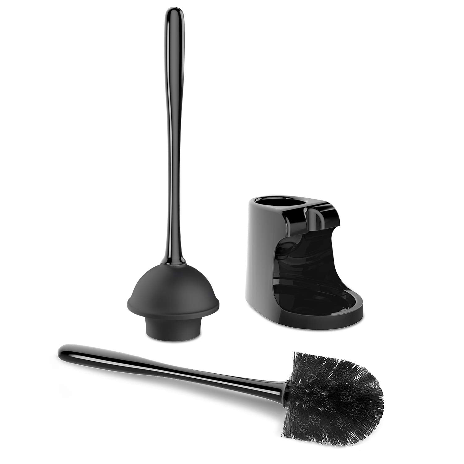 MR.SIGA Toilet Plunger and Bowl Brush Combo for Bathroom Cleaning  Black  1 Set