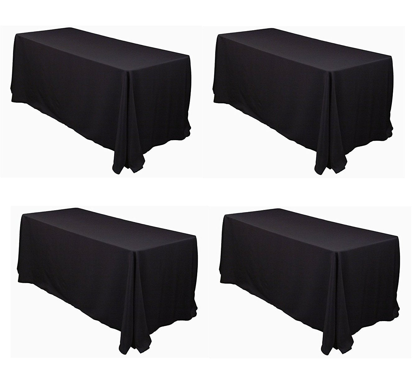Tc Tanu Collections Rectangle Tablecloth - 90 X 132 Inch - Black Rectangular Table Cloth For 6 Foot Table In Washable Polyester