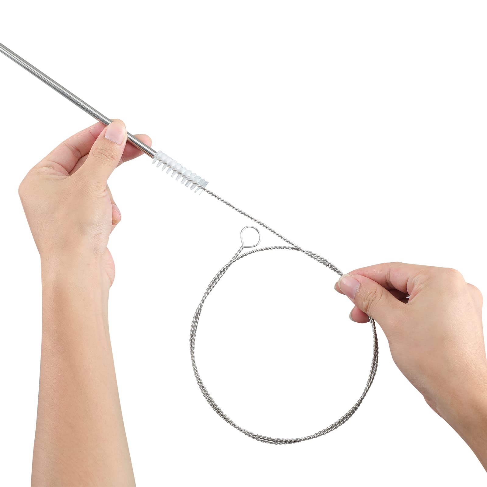 40 Inches Brush Cleaner For Cleaning Straw, Kegerator, Feeding Tube, Siphon Hose, Sunroof Drain, Refrigerator Drain, 4Pcs (White