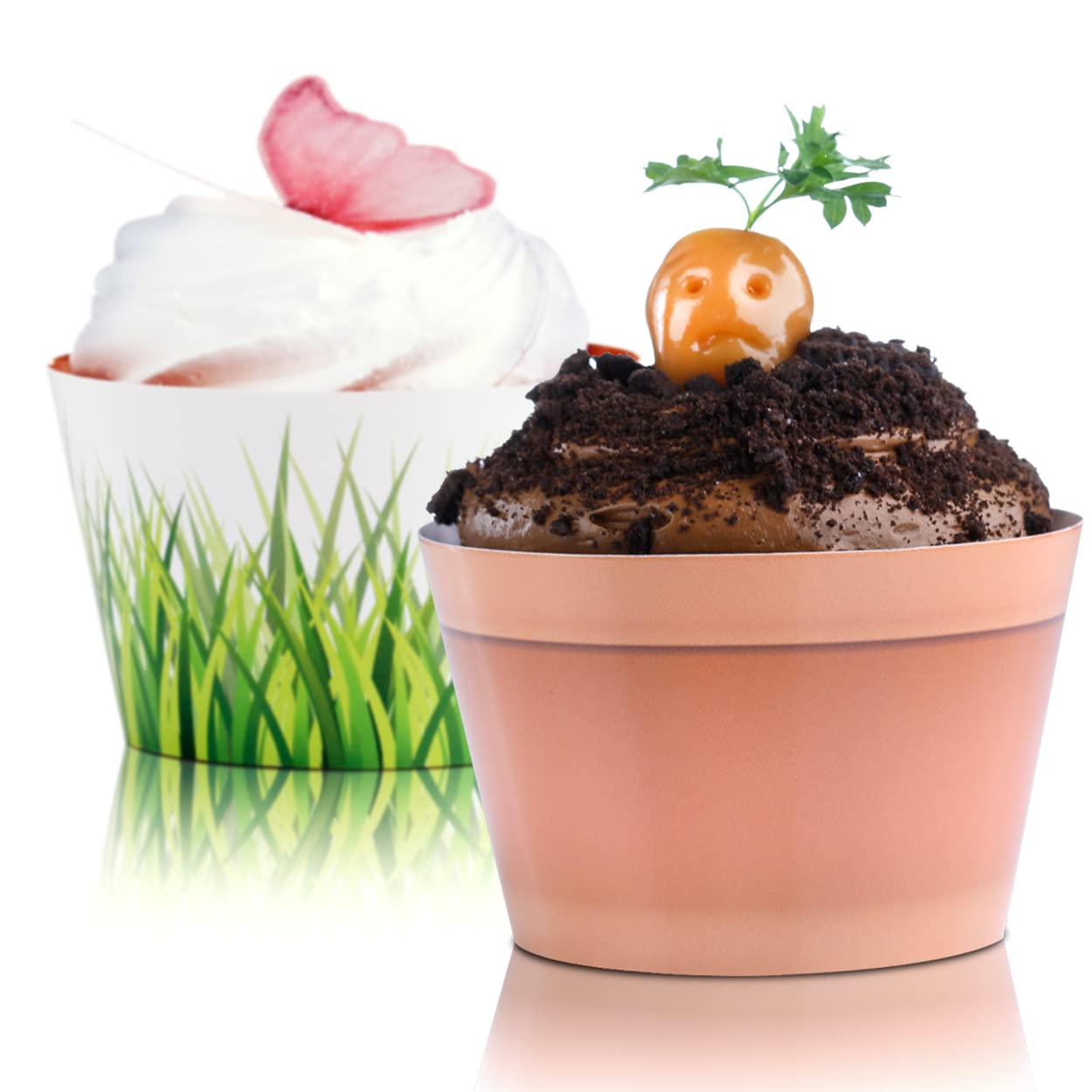 Terra Cotta Cupcake Wrappers 48 Count - Grass Cupcake Wrappers | Cute Cupcake Wrappers Spring | Garden Cupcake Wrappers | Cupcak
